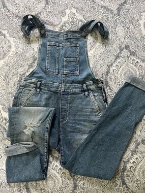 025 Silver Jeans Distressed Blue Denim Women's Overalls